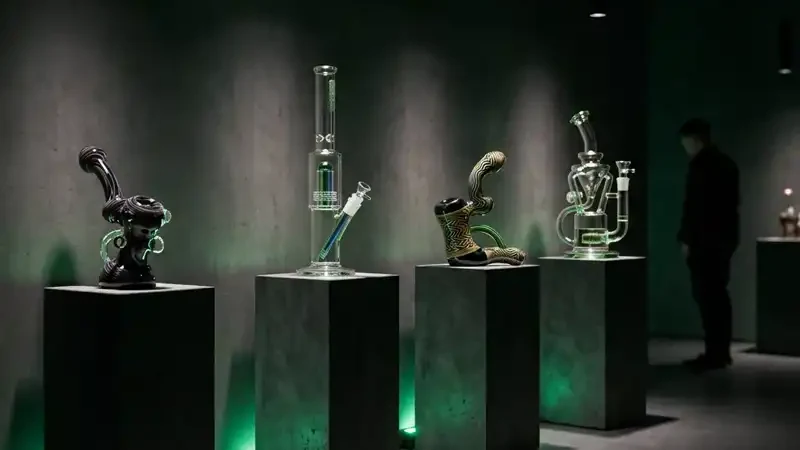 Designorientierte Glas-, Bong- und Pfeifenprodukte in einer hochwertigen Ausstellung